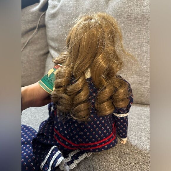 Classic Navy Blue Porcelain Doll with Lace by Victoria Ashley Originals - Picture 8 of 9